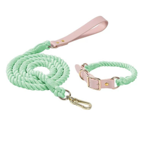 Luxe Royal Leather Rope Leash and Collar Set